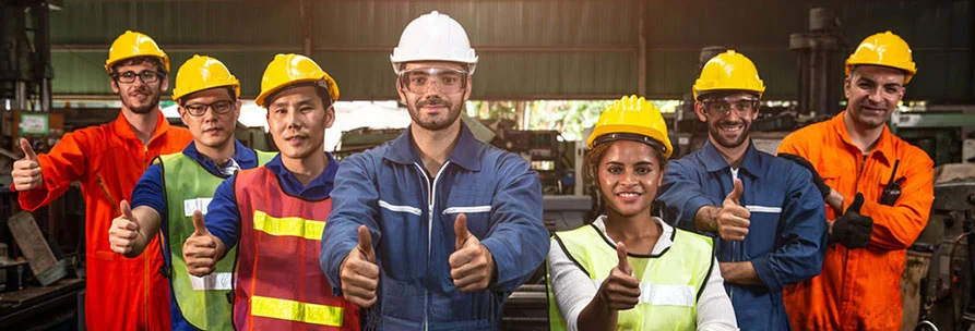 Group of Worker With Happy Faces Showing Thumbs Up