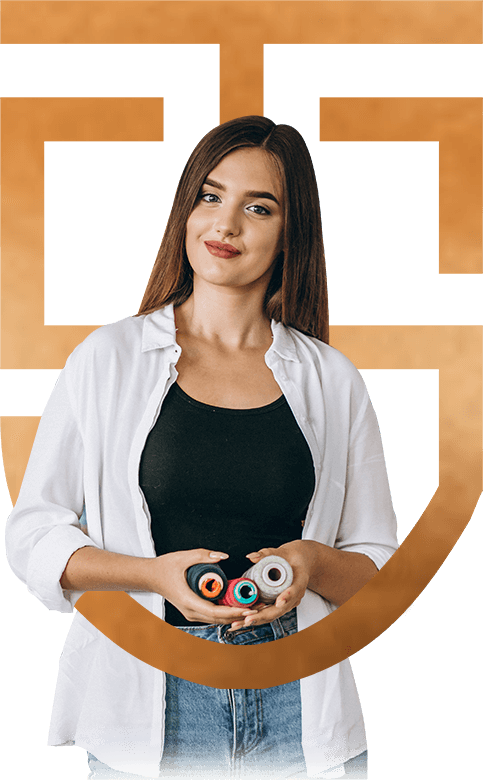 A Girl Holding Coloring Sewing Threads In Her Hand