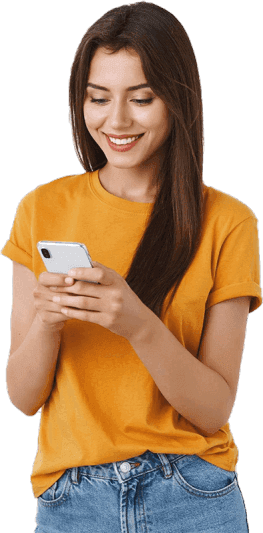 A Girl Smiling While Watching Mobile